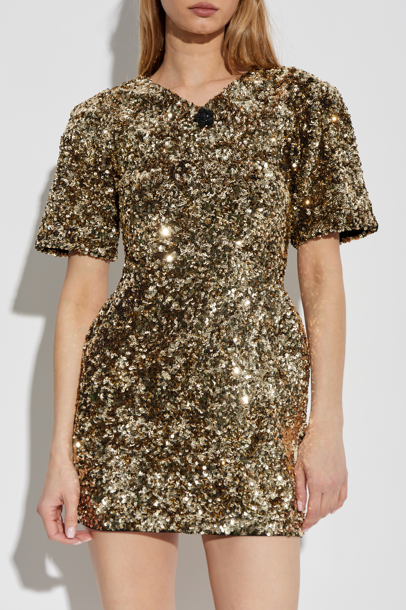 ワンピースその他 Marc Jacobs Gold mini dress with sequins Marc Jacobs sequin-embellished Mini Dress | Gold | FARFETCH